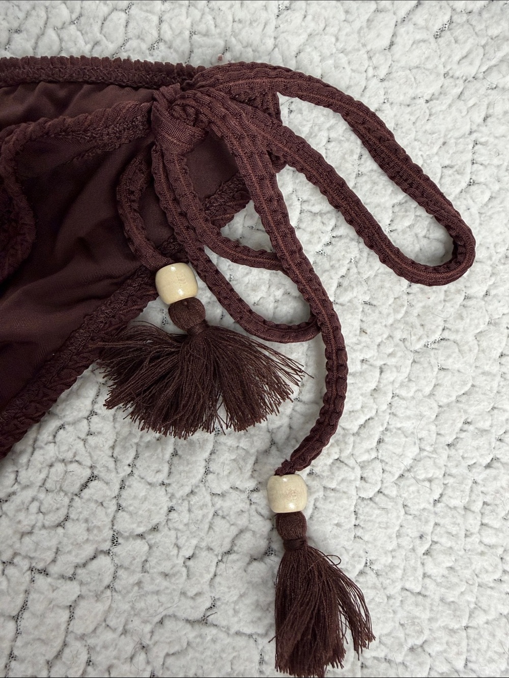 Lucky Brand Deep Brown Tie-Side Bikini with Fringe Accents - Picture 3 of 8